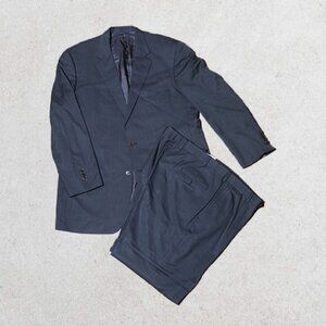 Brooks Brothers 1818 100% Madison Suit Grey Herringbone – 44L / 39W – Made in US